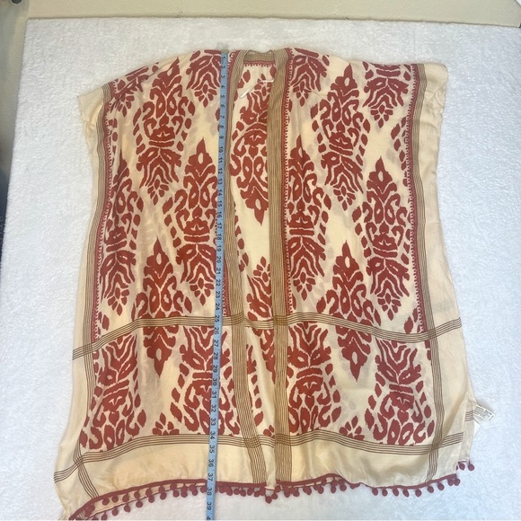 NWT Janice Apparel Red Rust Cream Boho Hippie Patterned Summer Cover up Kimono - Picture 12 of 12